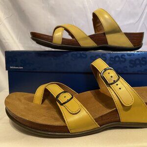 Like New SAS Shelly Yellow Leather Strappy Sandals Size 9m Women's w/ Box